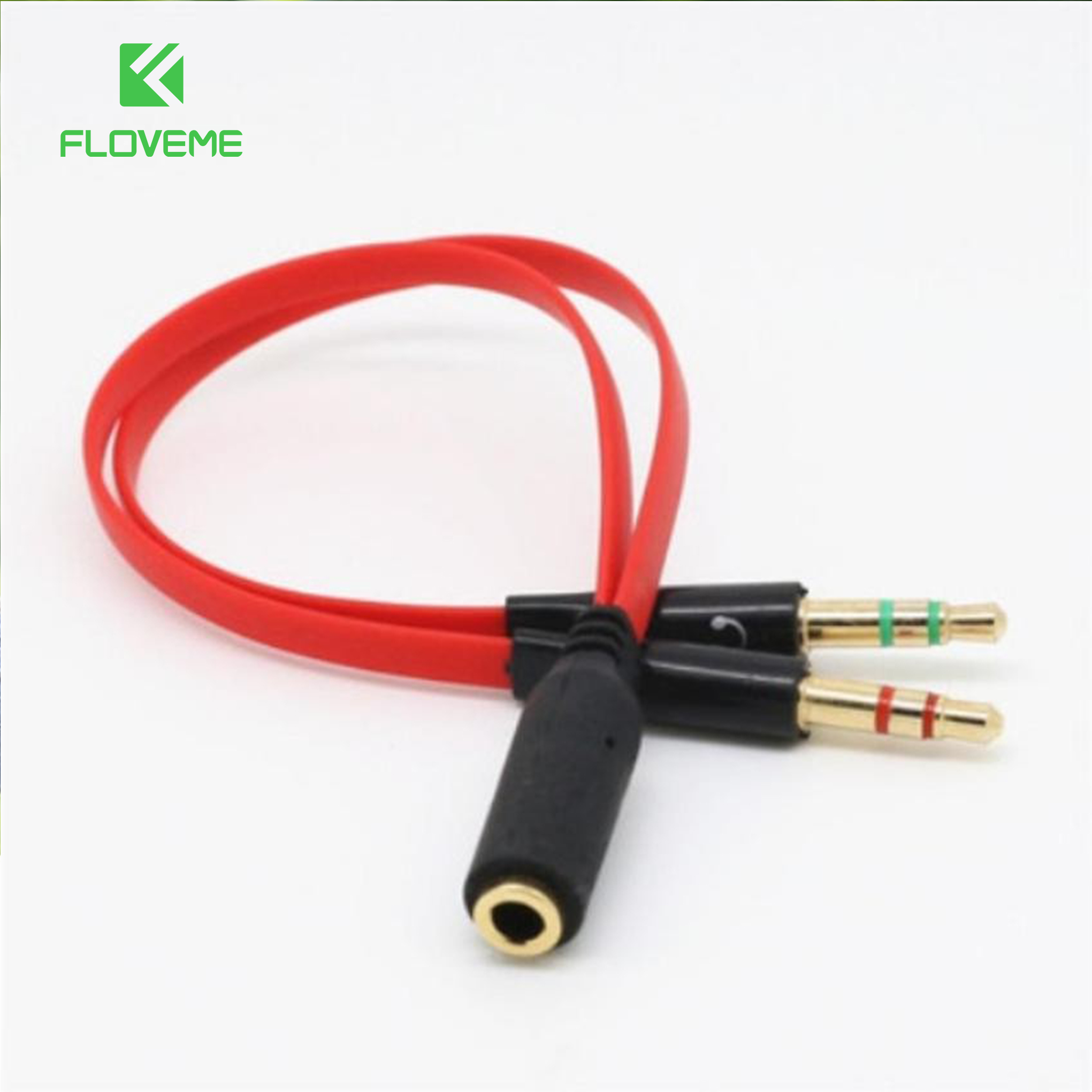 Cáp gộp audio và mic 2 vào 1 ra 3.5mm Floveme ( Chuyển tai nghe điện thoại cho máy tính PC ) - Thiết kế nhỏ gọn - Tăng cường chất lượng tín hiệu - Giảm nhiễu tốt - Hàng chính hãng