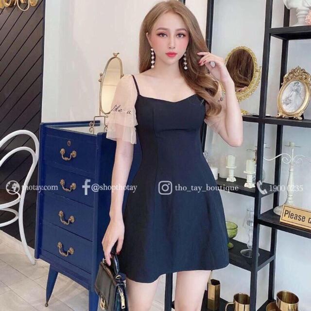 ĐẦM XOÈ THUN UMI PHỐI TAY LƯỚI THÊU CHỮ -MS6HN- ( CÓ SIZE m/L/XL/2XL đến 70kg ) MMR