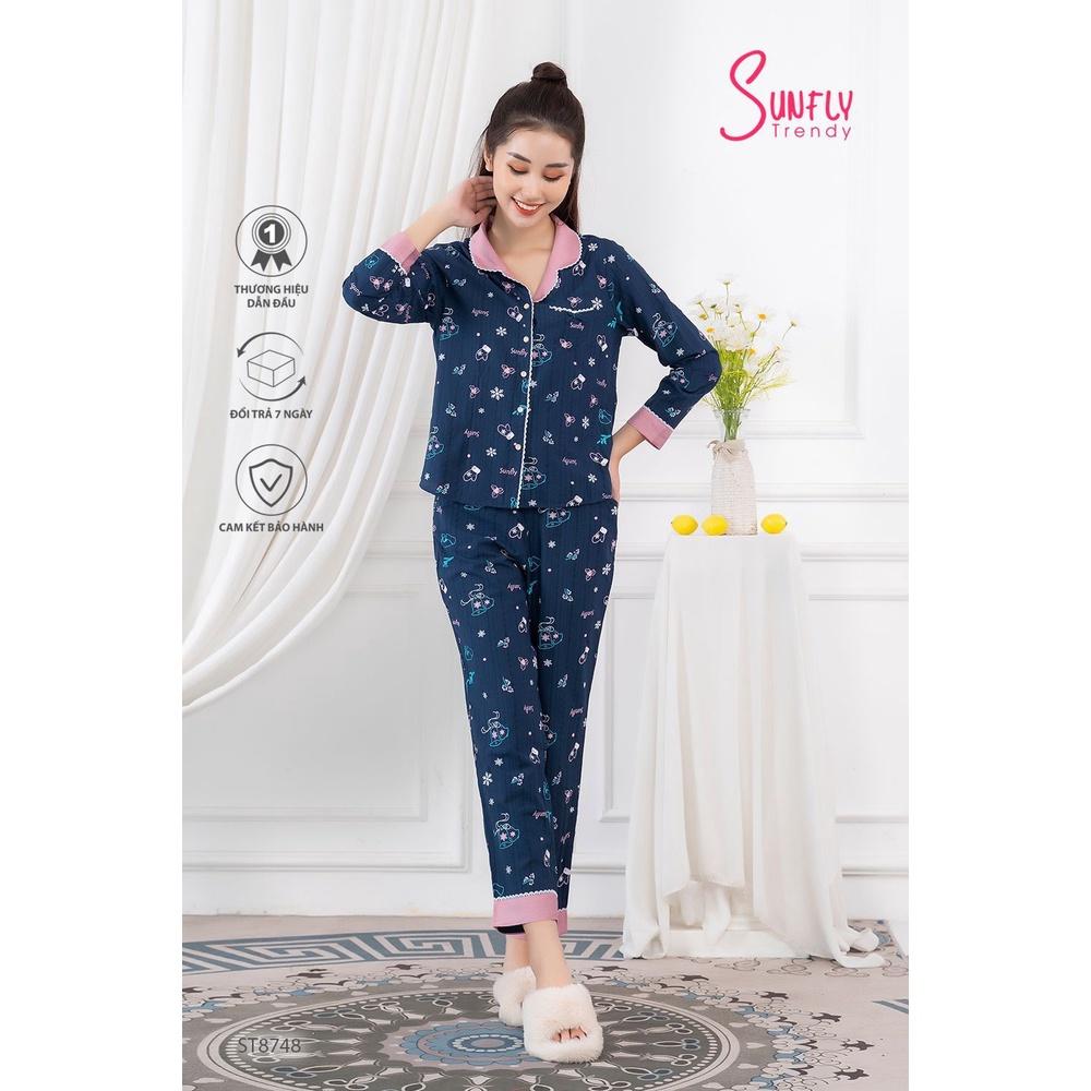 ST8748 BỘ PIJAMAS LINEN ÁO DÀI QUẦN DÀI