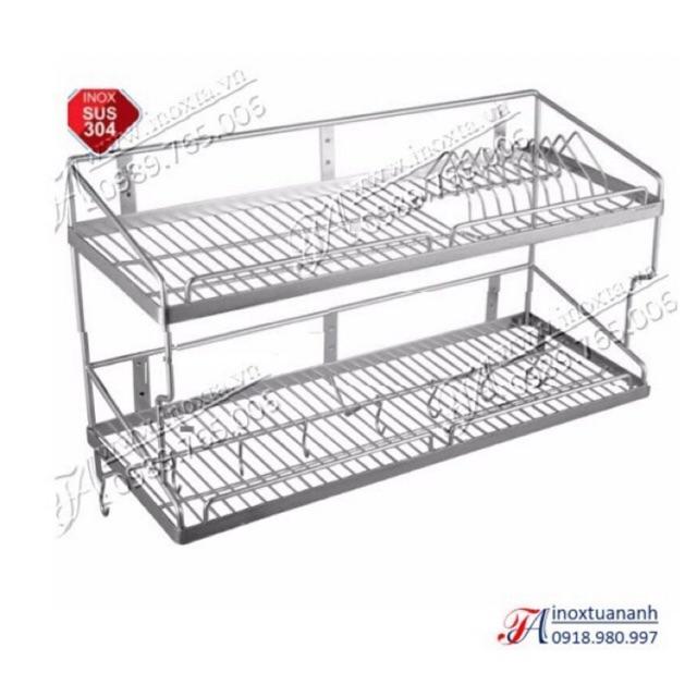 Kệ chén 2 tầng INOX 304 - Kệ Đựng Chén Bát Đĩa Treo Tường Bằng inox 304 KC910