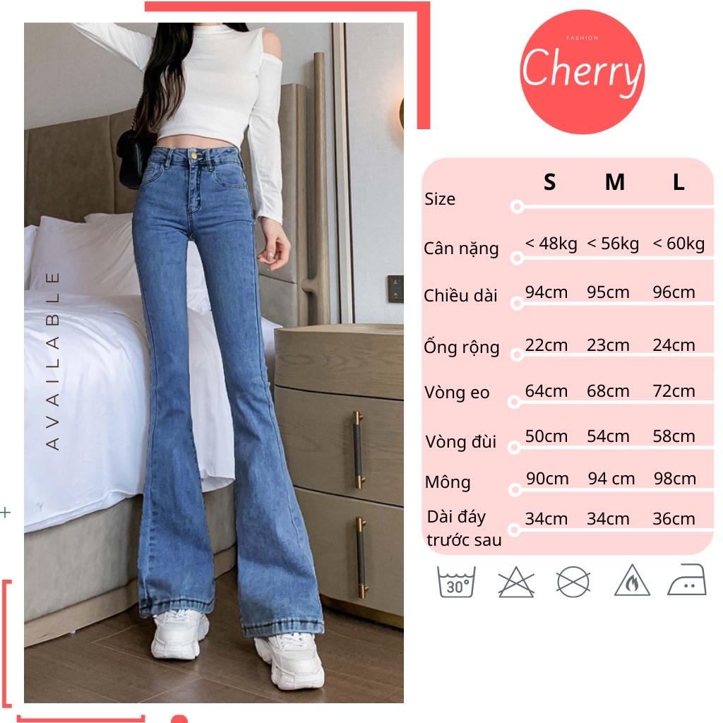 Quần jean nữ ống loe lưng cao dáng ôm skinny CHERRY quần bò nữ cạp cao ống đứng loe ống nhẹ T023