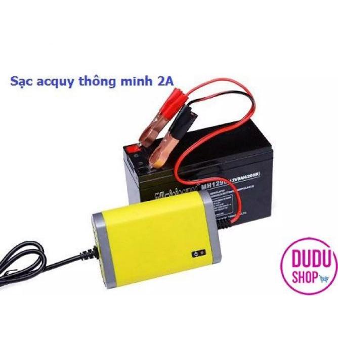 Bộ sạc ắc quy thông minh tự ngắt 12V 2ah - 20ah máy sạc ắc quy xe máy, 12V vàng