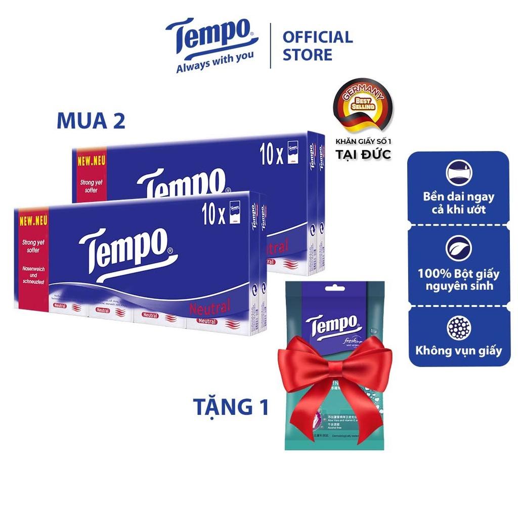 [COMBO 2 LỐC] Khăn giấy bỏ túi cao cấp Tempo Regular - 4 lớp bền dai - Thương hiệu Đức (20 gói)