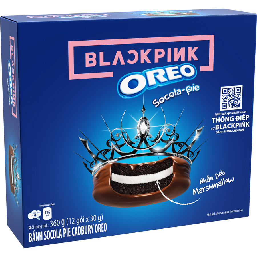 [Limited Edition] Combo 2 hộp Bánh OREO Pie BLACKPINK vị Marshmallow 2x360g (Tặng kèm 4 thẻ hình BLACKPINK)