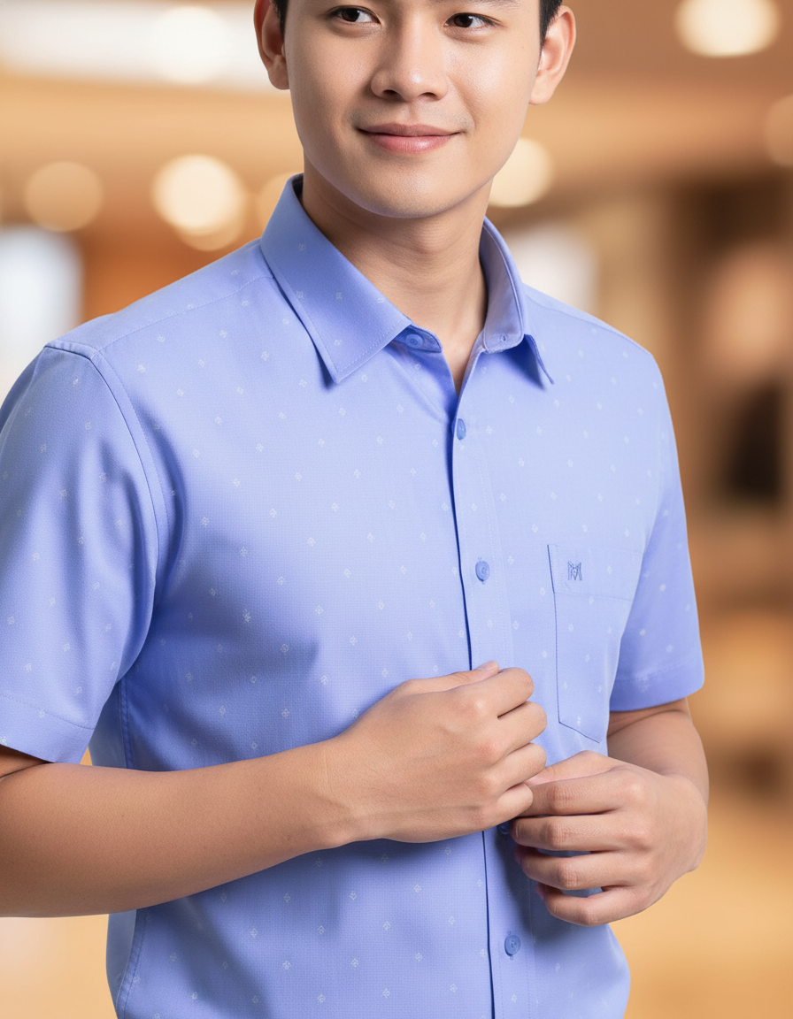 Áo sơ mi nam Khatoco tay ngắn(M-2XL)