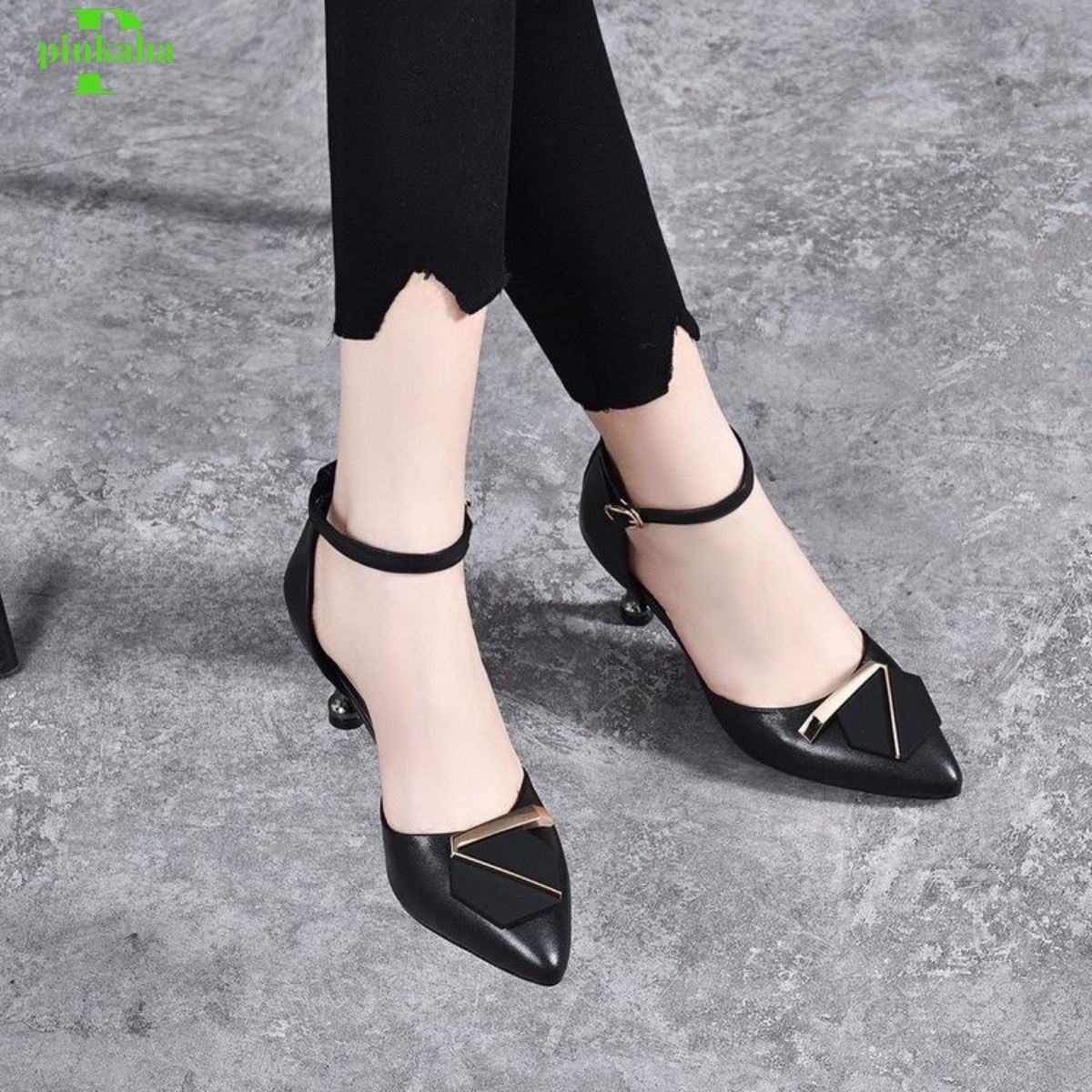 Giày Cao Gót Nữ Mũi Nhọn PINKAHA Da Mềm Đế 7 Phân Thời Trang Sang Trọng