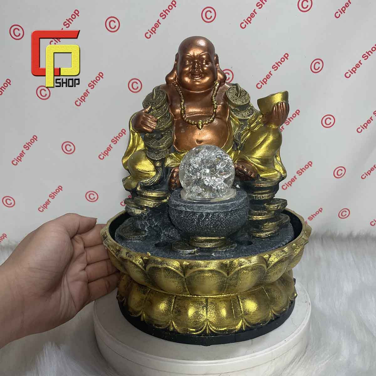 Thác nước Phong Thủy mini - Mẫu Phật Di Lặc