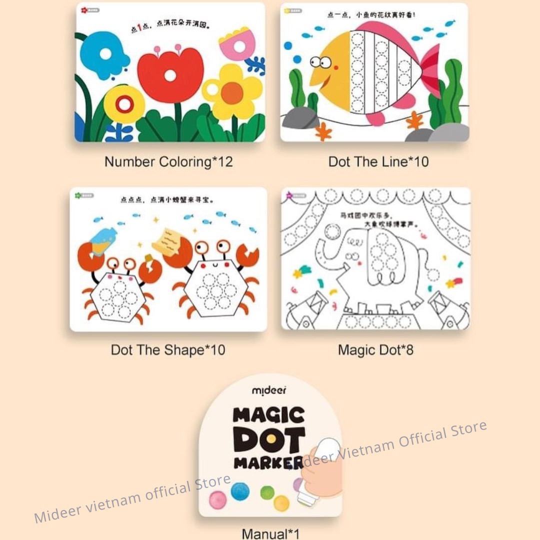 Bút chấm màu Dot cho bé Mideer Magic Dot Marker, Bút dạ nước cho bé 2,3,4,5 tuổi