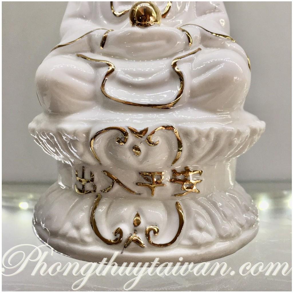 Tượng mẹ Quan Âm áo trắng 2 mặt cao 19cm