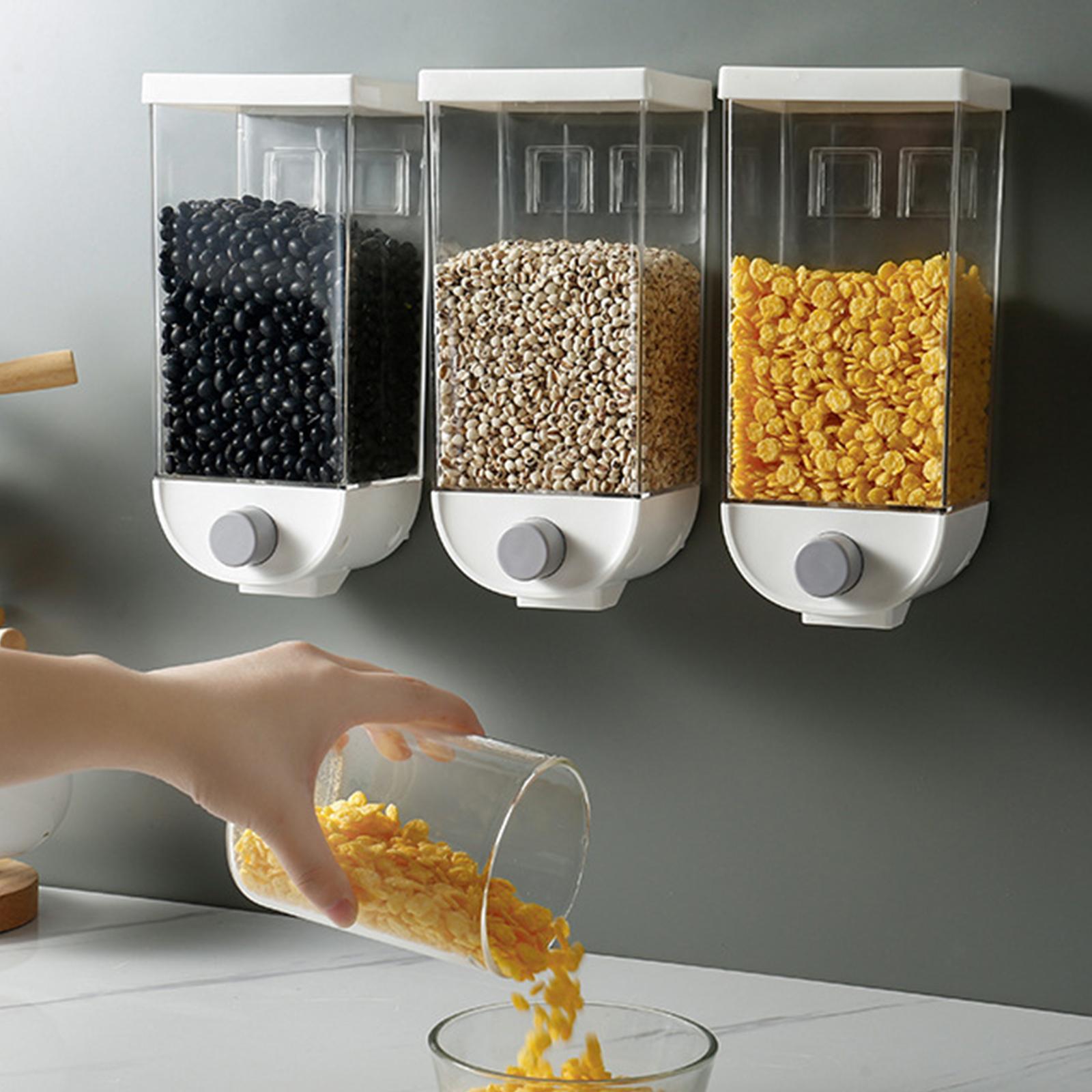 2x Wall-Mounted Food Dispenser Food Storage Container for Grain Rice Food
