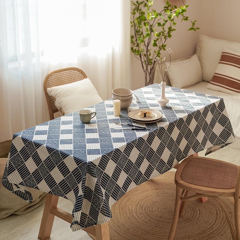 Khăn Trải Bàn Vải Canvas Sọc Caro, Họa Tiết Đơn Giản, Vintage. Thảm Trải Picnic
