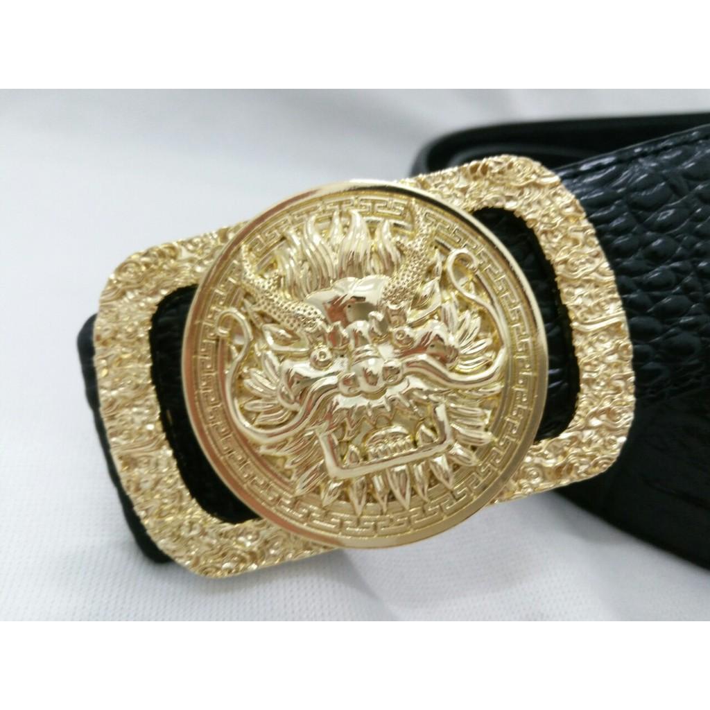 Dây Nịt Thắt Lưng Đầu Rồng Da Bò Dập Vân Cá Sấu Cao Cấp