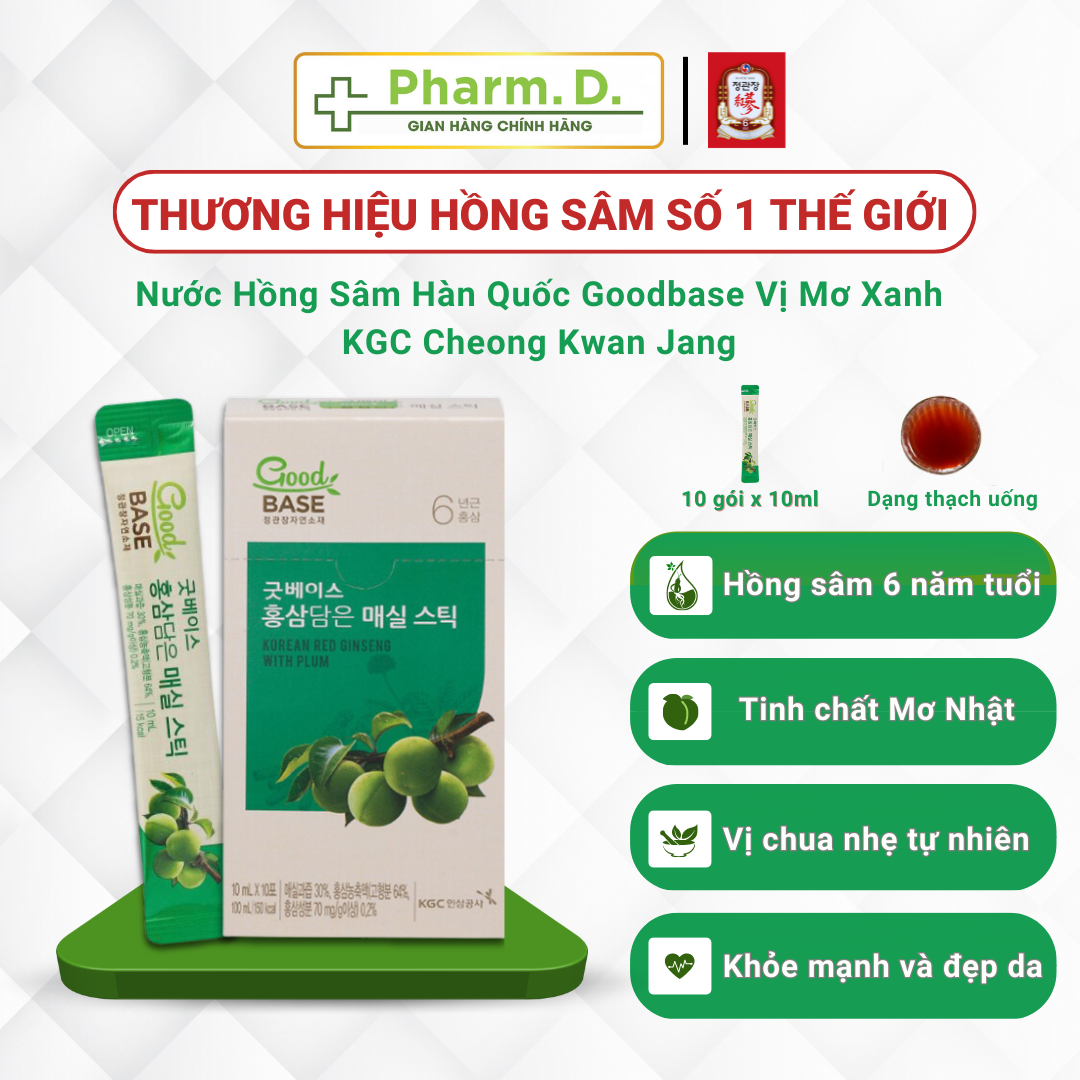 Nước Hồng Sâm Hàn Quốc Vị Mơ Goodbase KGC Cheong Kwan Jang Hỗ Trợ Sức Khỏe