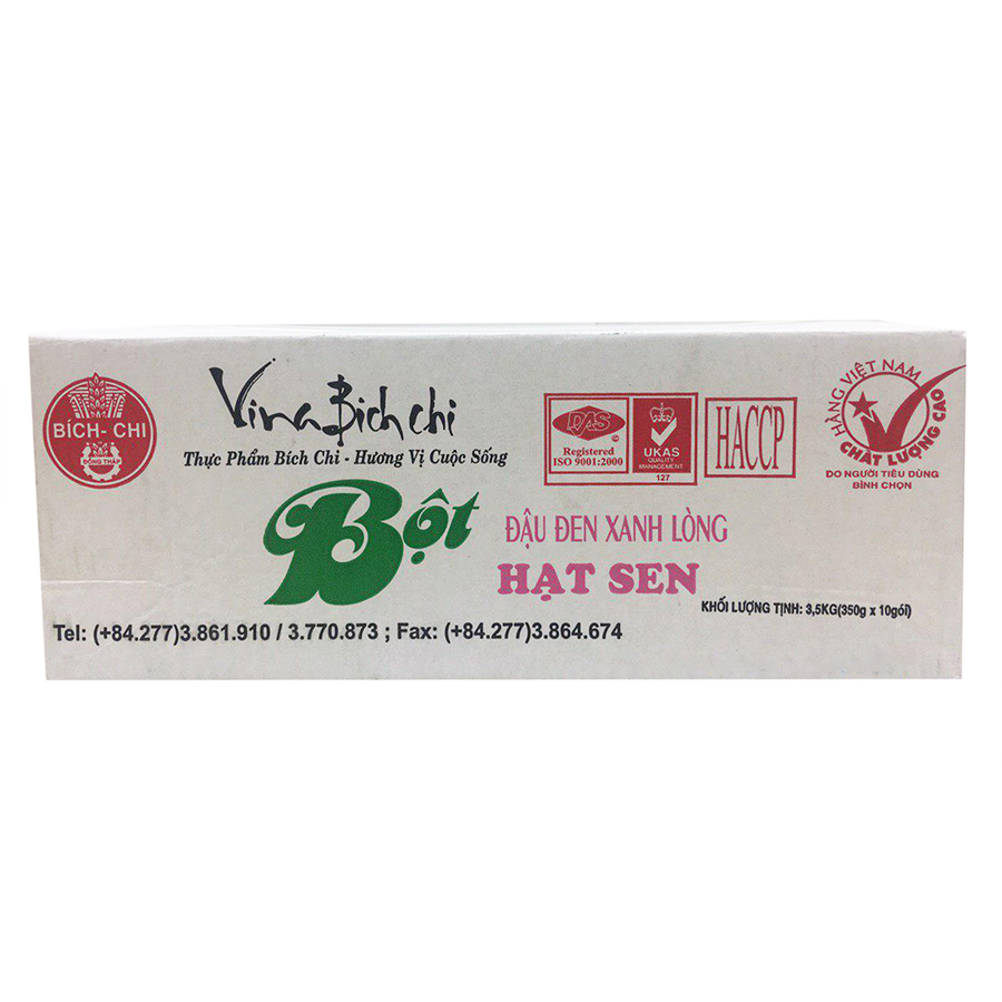 Thùng 10 Gói Bột Đậu Đen Xanh Lòng Bích Chi (35g x 10Túi /Gói)