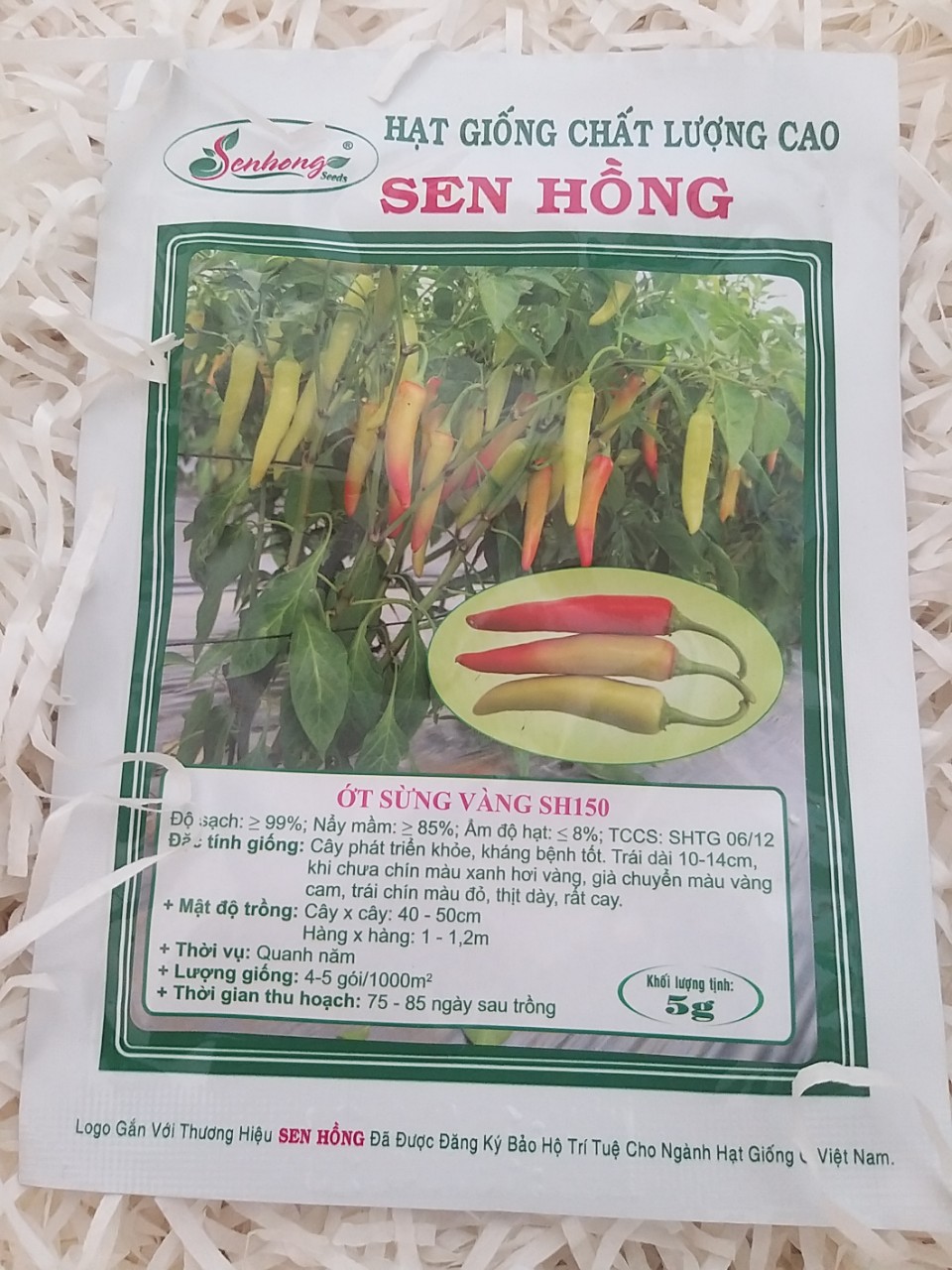 Hạt giống ớt sừng vàng Sen Hồng SH150 gói 5g