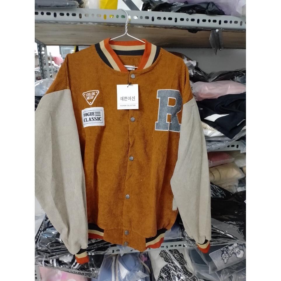 Áo Khoác Bomber Chất Nhung - Áo Bomber Nam Nữ Unisex Nhung Siêu Đẹp thêu LOGO CHỮ R (có ảnh thật)