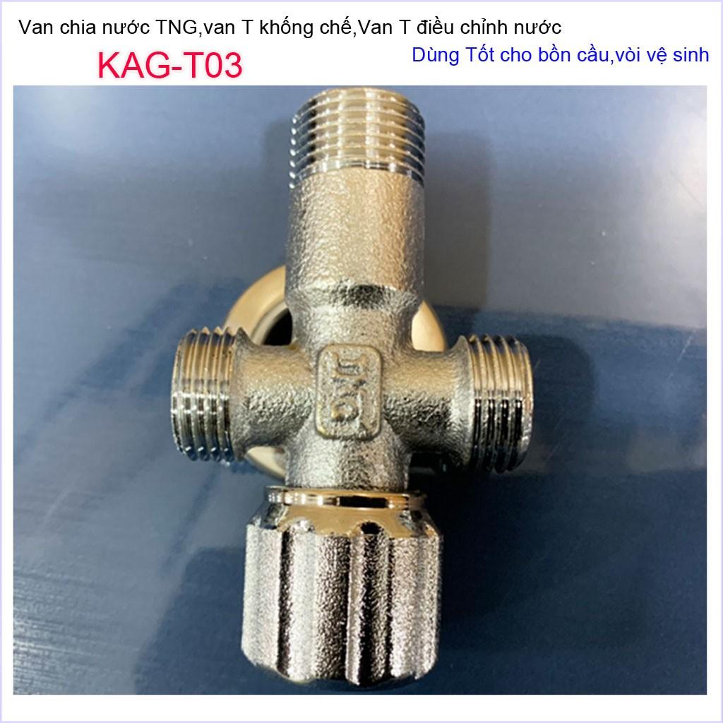 T chia nước van khóa giảm áp KAG-T03 cao cấp, van T chia nước bồn cầu và vòi xịt, T nối nước vòi xịt siêu bền