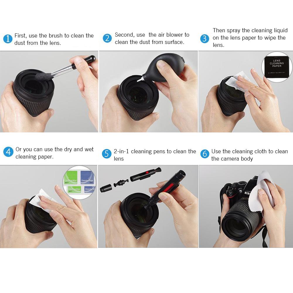 Professional Camera Cleaning Kit Lens Cleaning Kit with Air Blower Cleaning Pen Cleaning Cloth for Camera Phone Laptop