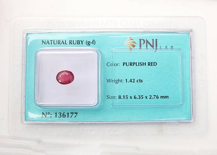 Viên đá quý phong thủy tự nhiên Ruby RBG1.42