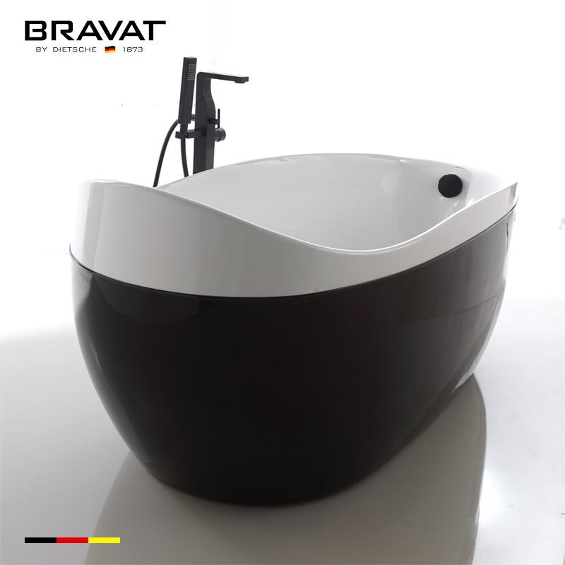 Bồn tắm đặt sàn màu đen Bravat B25824TW-1K