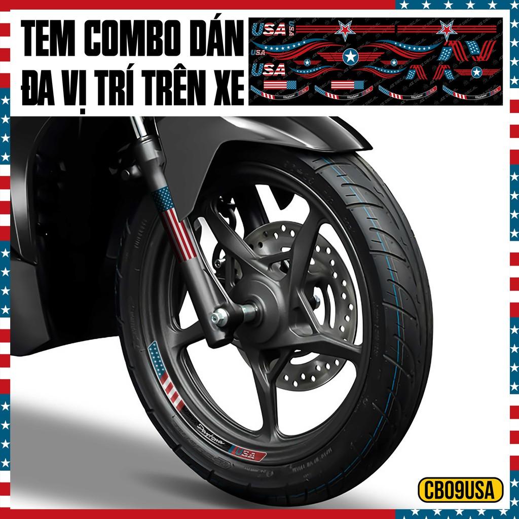 Tem Dán Xe Đa Vị Trí Chủ Đề USA 01 | CB09USA | Decal PVC Dán Cho Mọi Dòng Xe Máy, Xe Điện - In Trong