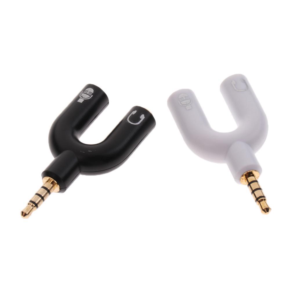 2Pcs 3.5mm Male Plug to 3.5mm Female Stereo Audio  Splitter Converter