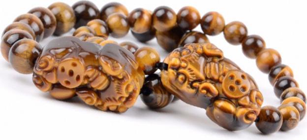 Bộ Vòng Tay Tỳ Hưu Đá Opal Mắt Hổ Vàng Tự Nhiên 8MM