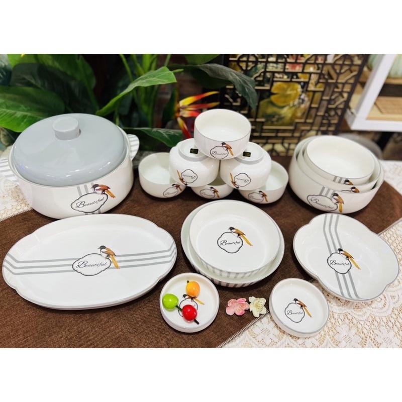 BỘ BÁT ĐĨA TRẮNG ĐẸP