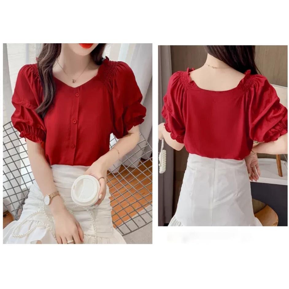 Áo Kiểu Tay Peplum Cách Điệu Phong cách Hàn Quốc