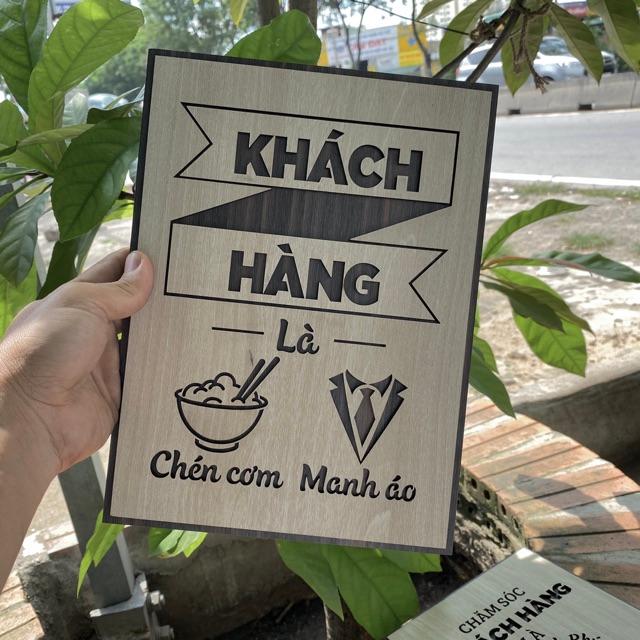 Tranh Trang Trí Tường TBIG055 Slogan tạo động lực treo văn phòng "khách hàng là chén cơm manh áo"