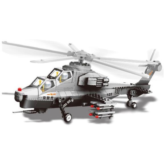 Lắp ráp Ghép Hình Máy Bay Trực Thăng AirForce Chiến Đấu Hàng Cao Cấp, Dài 45cm, Nhựa ABS Siêu Bền Chắc 4002