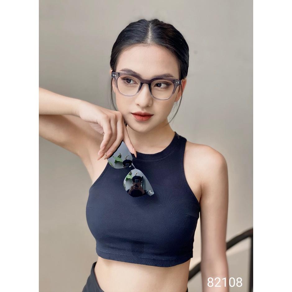 Gọng kính vuông nam nữ LILYEYEWEAR mắt chống ánh sáng xanh kèm tròng râm chống tia UV400 82108