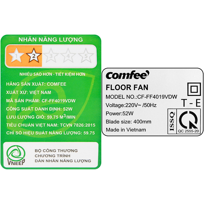 Quạt lửng Comfee CF-FF4019VDW 52W - Hàng chính hãng