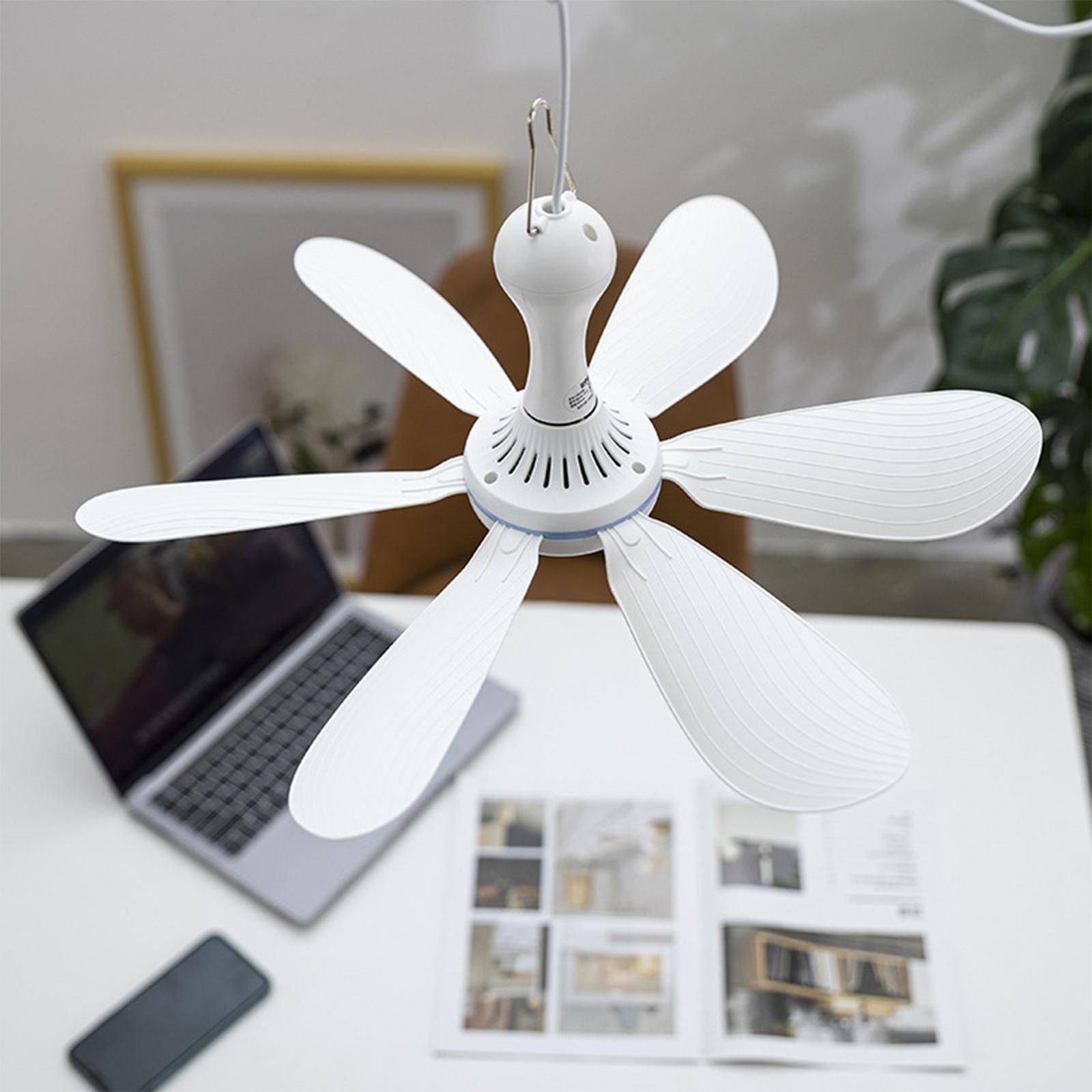2Pcs Portable Mini USB Ceiling Fan USB Power Hanging Fan Air Circulator Quiet