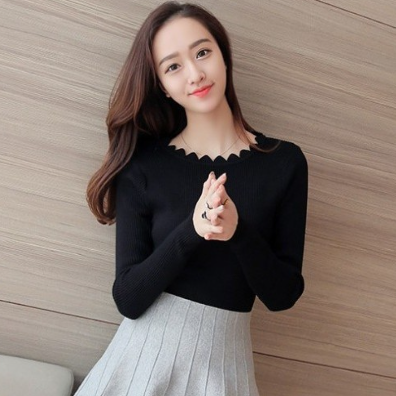 Mua Áo Len Nữ Cổ Gợn Sóng ALN016 MayHomes Thời Trang Korea Dễ Thương - ĐEN tại MAYHOMES Official Store Mua Áo Len Nữ Cổ Gợn Sóng Aln016 Mayhomes Thời Trang Korea Dễ Thương - Đen Tại Mayhomes Official Store