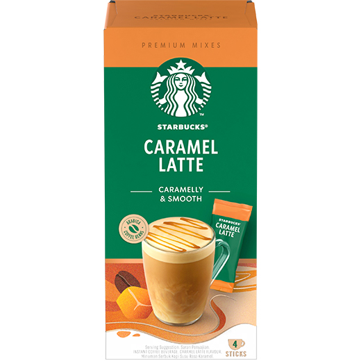 Combo 2 hộp Cà phê hòa tan cao cấp Starbucks Caramel Latte (Hộp 4 gói x 23g)  - [Tặng 1 Sổ tay Starbucks]