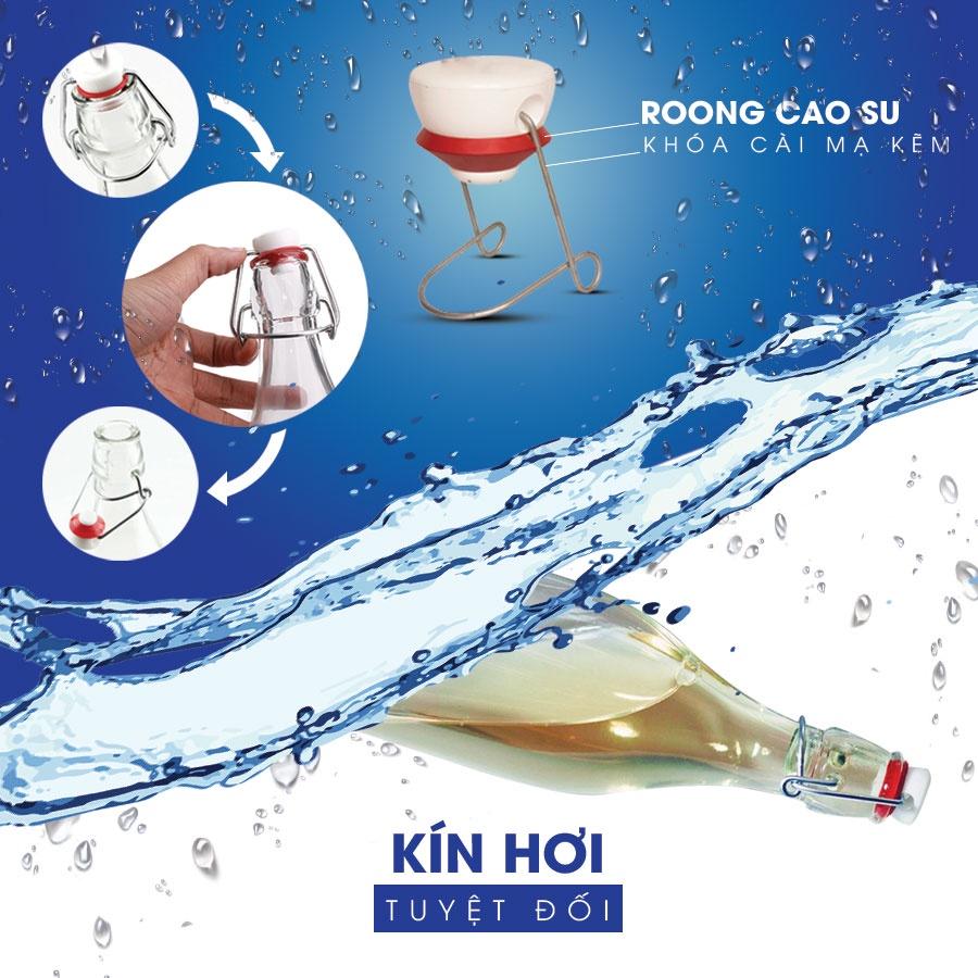 Chai thủy tinh vuông nắp cài Swing 500ml (Bormioli Rocco)- Hàng nhập khẩu