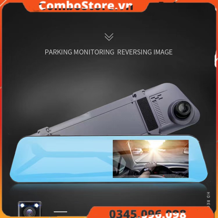 Camera hành trình ô tô gắn gương Full HD 1080P tích hợp camera lùi