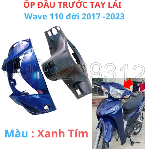 Bộ  ốp đầu trước kèm gáy xe Wave 110 - wave alpha đời 2017- 2023 màu Xanh Tím  -Hàng Mới