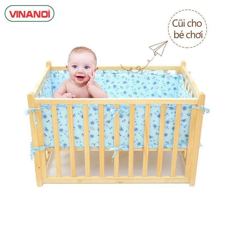 Nôi Em Bé Tự Động VINANOI-VNN301 Gỗ Thông Cao Cấp Vừa Làm Nôi Vừa Làm Võng Màu Tự Nhiên