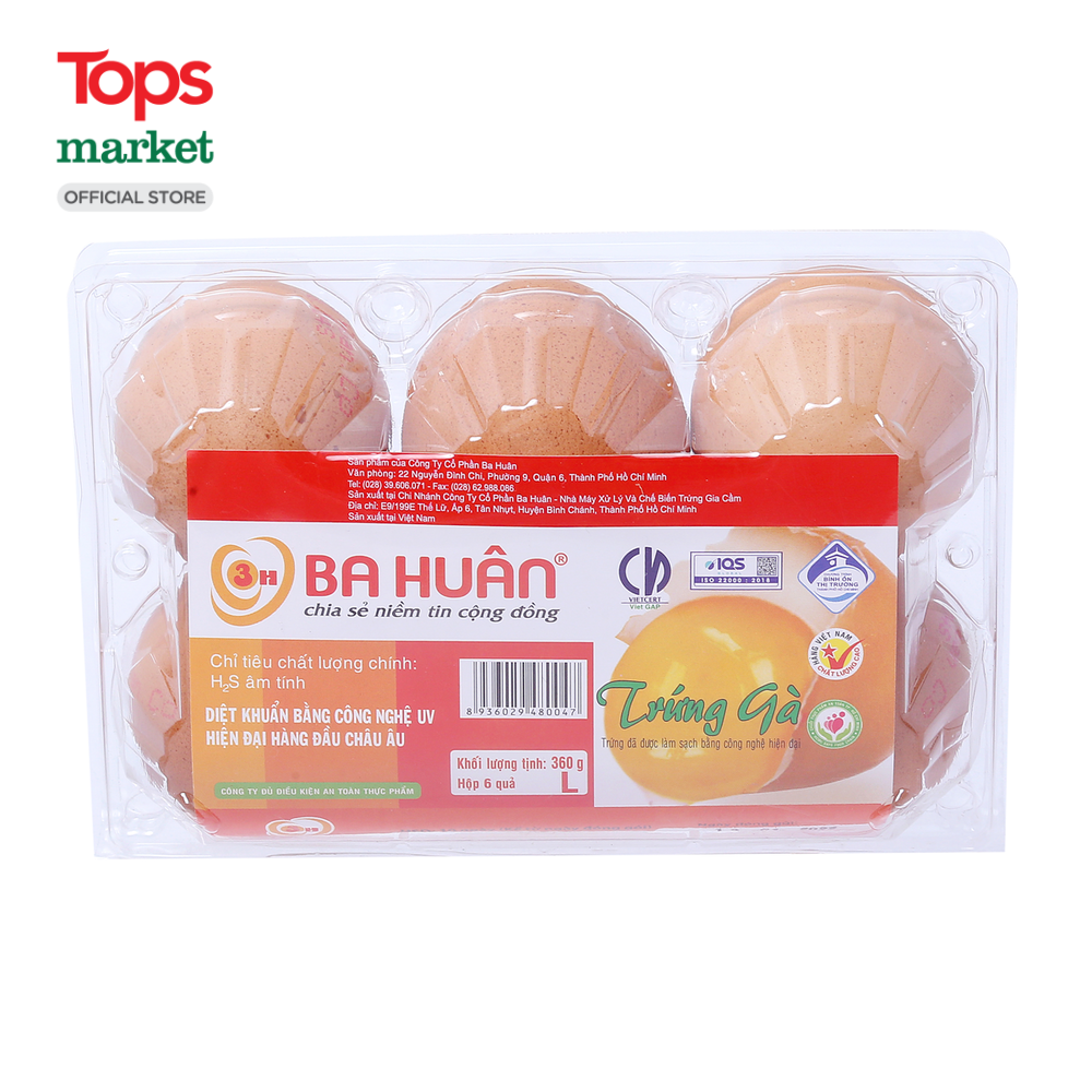 Trứng Gà Sạch Ba Huân Vỉ 6 Trứng