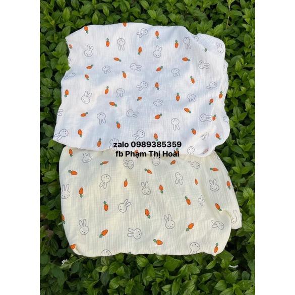 vải xô muslin 2 lớp hình thỏ carot mềm mát cao cấp