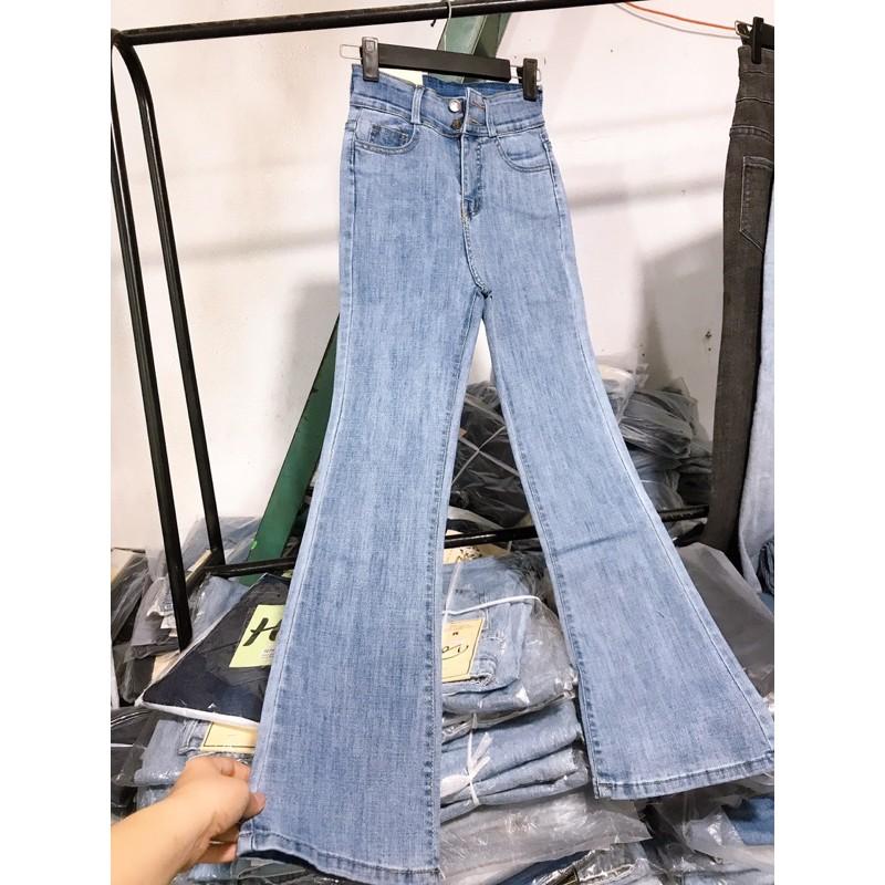 QUẦN JEANS LOE DÁNG DÀI LƯNG CAO 2 NÚT- ảnh thật shop chụp