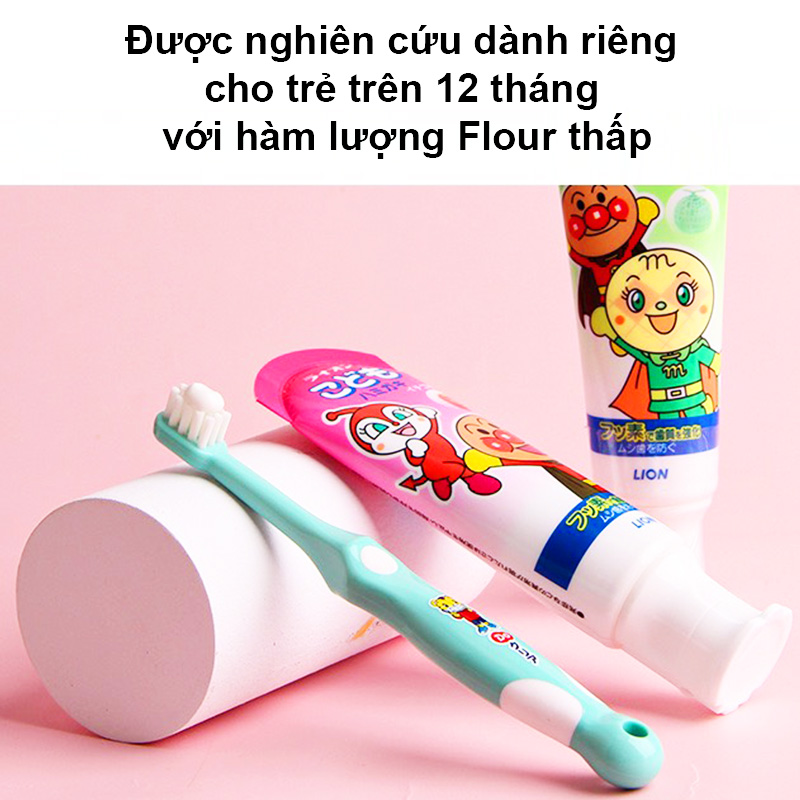 Kem đánh răng trẻ em, Kem đánh răng cho bé nuốt được Lion nội địa Nhật Bản hương vị ngọt cho bé (40gr) – SI017