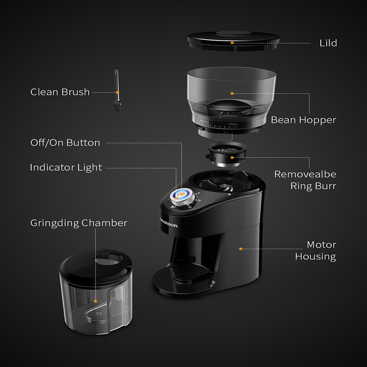 Máy xay cà phê CG845B xay cà phê hạt cho pha chế espresso pha máy, 14 cấp độ xay cafe từ thô đến mịn, thiết kể để bàn mini, hàng chính hãng