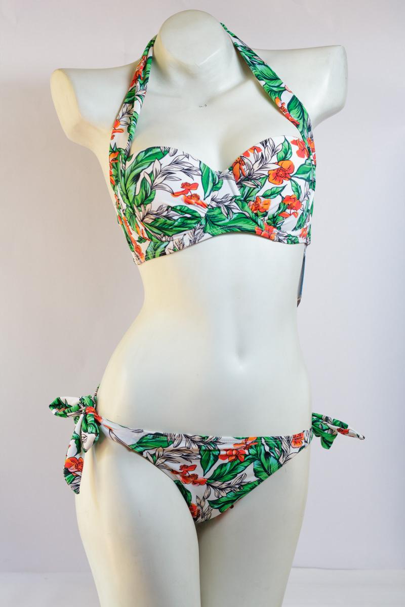 Áo Tắm 2 Mảnh Bikini Choàng Cổ Có Gọng Họa Tiết Sặc Sỡ F&amp;F Vintage Leaf