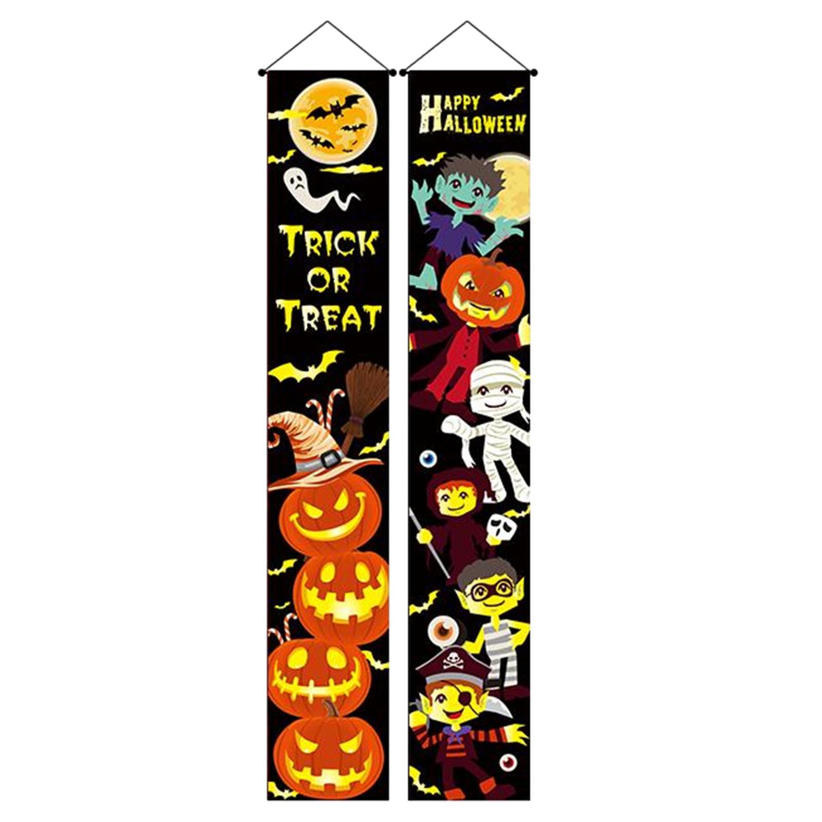 Hanging Banners Halloween Couplet Scary Decorative Sign Outdoor Flag for Party Carnival Haunted House Front Door Outside Yard