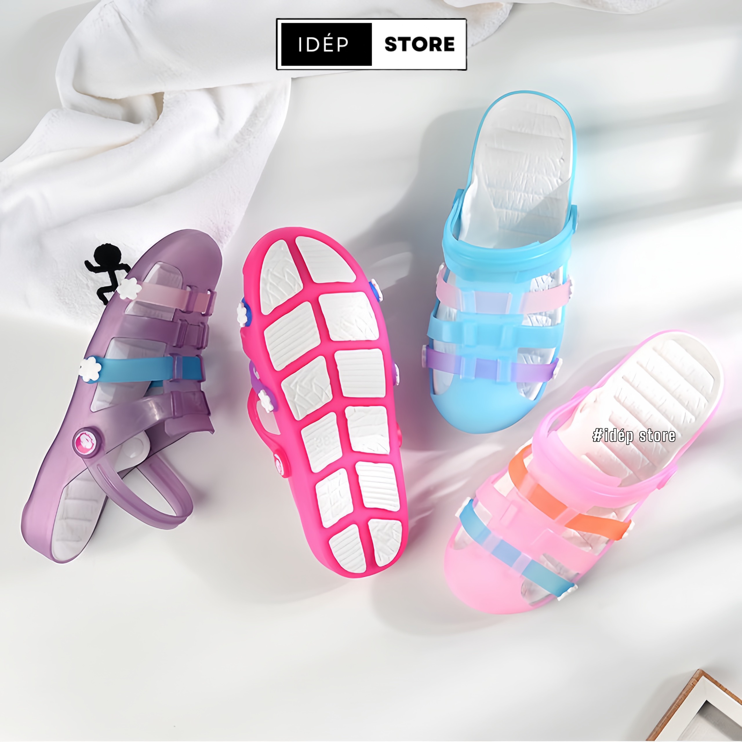 Sandal chiến binh- Giày sục nhựa dẻo bít mũi nữ IDÉP đi mưa siêu nhẹ, siêu bền - GL044