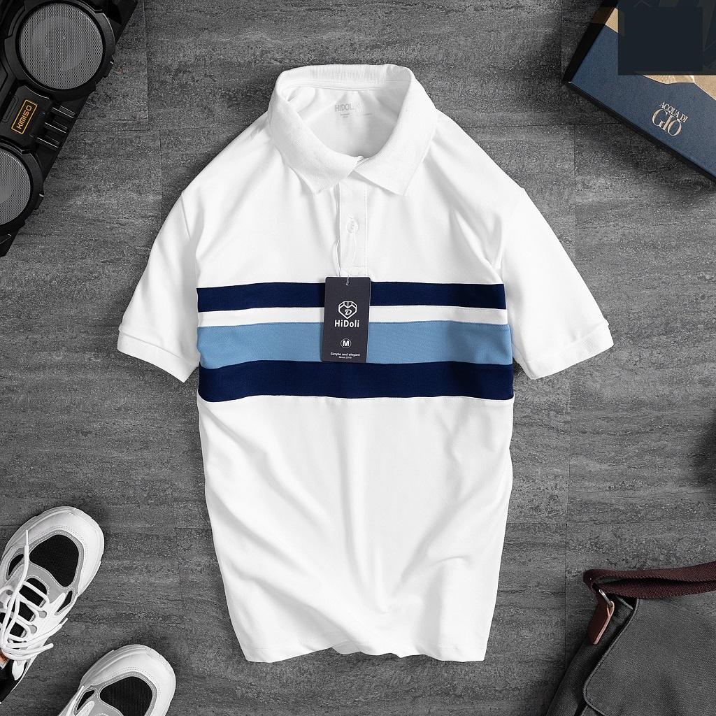 Áo Polo nam phối ngang JBAGGY , áo phông nam thiết kế vải cá sấu cotton cao cấp ngắn tay cực sang trọng