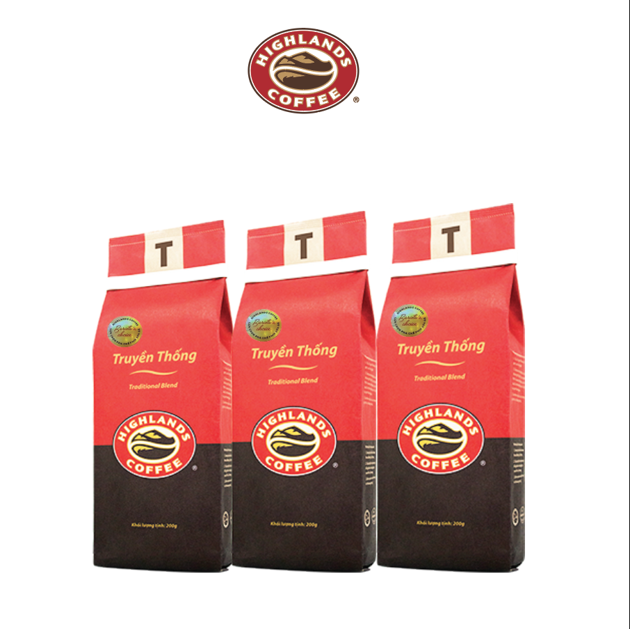Combo 3 gói Cà Phê Rang Xay Truyền Thống Highlands Coffee (200g)